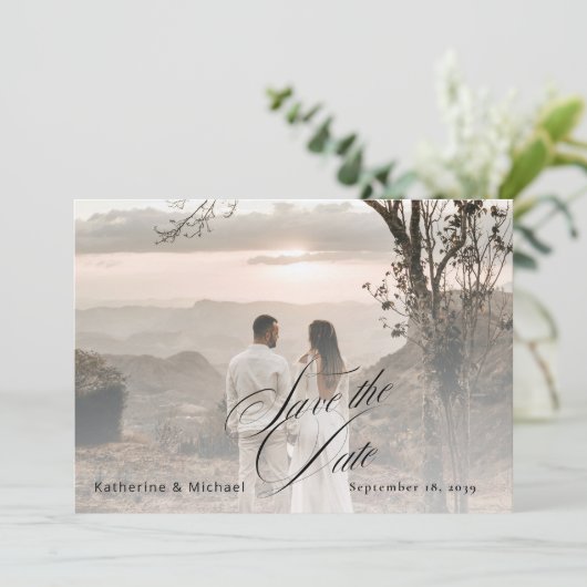Save The Date Calligraphie de script romantique Ajouter Mariage  (Debout devant)