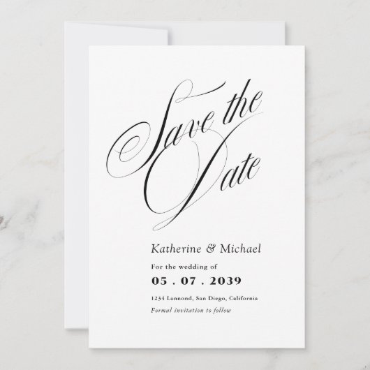 Save The Date Calligraphie de script romantique Code QR Mariage (Devant)