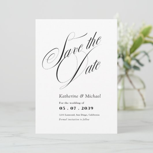 Save The Date Calligraphie de script romantique Code QR Mariage (Debout devant)