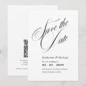 Save The Date Calligraphie de script romantique Code QR Mariage (Devant / Derrière)