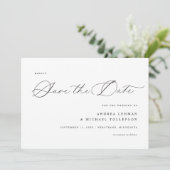Save The Date Calligraphie délicate Moderne Mariage simple (Debout devant)