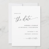 Save The Date Calligraphie délicate Moderne Mariage simple (Devant)