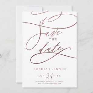 Save The Date Calligraphie d'or Rose romantique