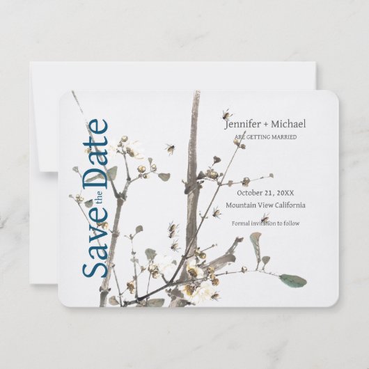 Save The Date Calligraphie du mariage mariage Floral (Devant)