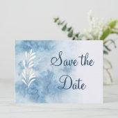 Save The Date Calligraphie du script d'hiver bleu poussiéreux En (Debout devant)