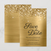 Save The Date Calligraphie élégante à paillettes dorées (Devant / Derrière)