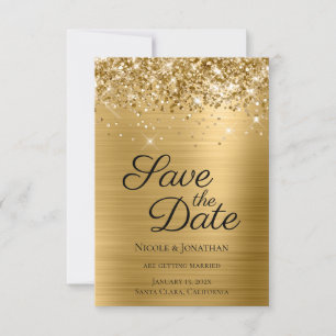 Save The Date Calligraphie élégante à paillettes dorées