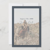 Save The Date Calligraphie élégante bleu 2 photos enregistrer la (Dos)