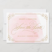 Save The Date Calligraphie élégante en or brillant enregistrer l (Devant)
