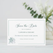 Save The Date Calligraphie Élégante Fleurs Vert Sage Mariage (Debout devant)