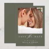 Save The Date Calligraphie Élégante Mariage Vert Enregistrer La  (Devant / Derrière)