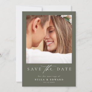 Save The Date Calligraphie Élégante Mariage Vert Enregistrer La