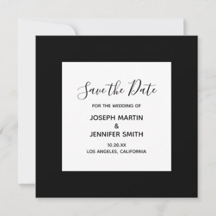 Save The Date Calligraphie élégante noire et blanche Enregistrer