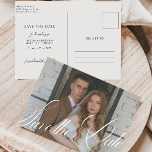 Save The Date Calligraphie Élégante Photo de Mariage Horizontale