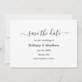 Save The Date Calligraphie élégante Se Marier Photo (Dos)