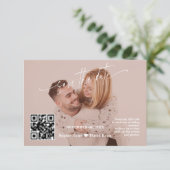 Save The Date Calligraphie en terre cuite Code QR Mariage photo (Debout devant)