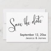 Save The Date Calligraphie Enregistrer la date Elégant noir sur  (Devant)