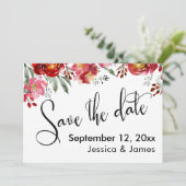 Save The Date Calligraphie Enregistrer la Date Fleurs Rouge Bour (Debout devant)