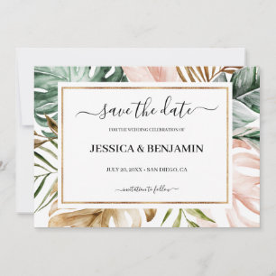 Save The Date Calligraphie Feuille tropicale Mariage Enregistrer