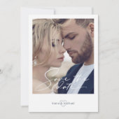 Save The Date Calligraphie Florale Bleu Poussiéreux ID771 (Devant)