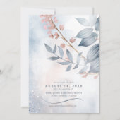 Save The Date Calligraphie Florale Bleu Poussiéreux ID771 (Dos)