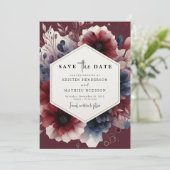 Save The Date Calligraphie florale Bourgogne Mariage (Debout devant)