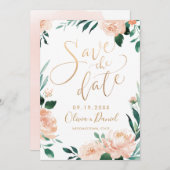 Save The Date Calligraphie florale du jardin romantique sauvez l (Devant / Derrière)
