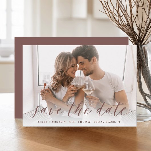 Save The Date Calligraphie intemporelle | Photo horizontale