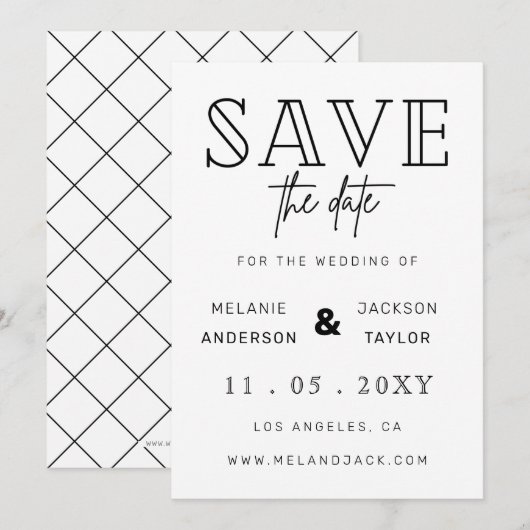 Save The Date Calligraphie manuscrite minimaliste (Devant / Derrière)