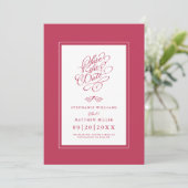 Save The Date Calligraphie mariage Bold & Bright Magenta Red (Debout devant)
