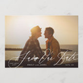 Save The Date Calligraphie Mariage noir et blanc QR Code photo (Devant)