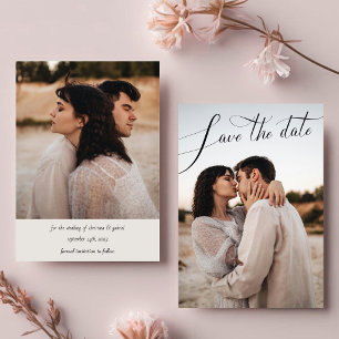 Save The Date Calligraphie Mariage Photo Écriture Minimaliste