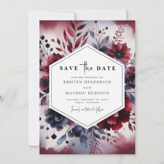 Save The Date Calligraphie minimale Mariage de Bourgogne (Devant)