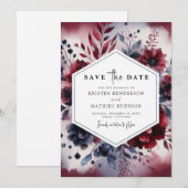 Save The Date Calligraphie minimale Mariage de Bourgogne (Devant / Derrière)
