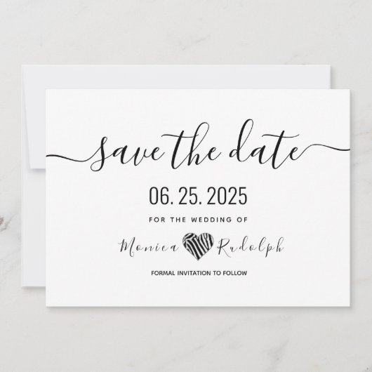 Save The Date Calligraphie Minimale Moderne Mariage Enregistrer (Devant)