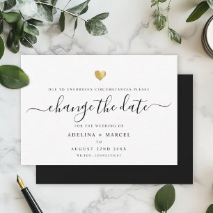 Save The Date Calligraphie minimaliste moderne Or CHANGER LA DAT