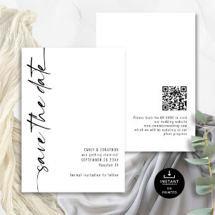 Save The Date Calligraphie minimaliste QR Code N'importe quel Ma