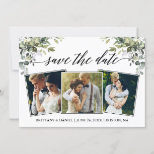 Save The Date Calligraphie moderne Aquarelle Vert 3 Photo