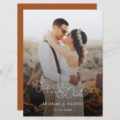 Save The Date Calligraphie moderne Boho Photo Enregistrer la dat (Devant / Derrière)