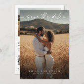 Save The Date Calligraphie moderne Boho QR Code Photo (Devant / Derrière)