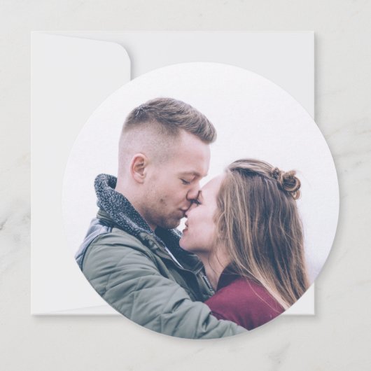 Save The Date Calligraphie moderne Cercle rond Dusty Blue Photo (Dos)