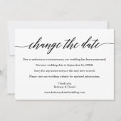 Save The Date Calligraphie Moderne Changer La Date Nouvelle Cart (Devant)