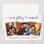 Save The Date Calligraphie moderne Coeur 3 Photo Se Marier (Devant / Derrière)