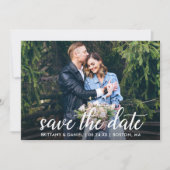 Save The Date Calligraphie moderne Couple Photo Mariage Kraft (Devant)