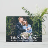 Save The Date Calligraphie moderne Couple Photo Mariage Kraft (Debout devant)