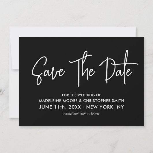 Save The Date Calligraphie moderne de code QR noir blanc (Devant)