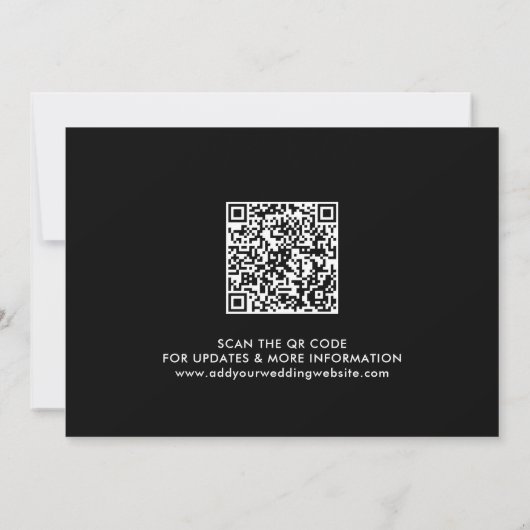 Save The Date Calligraphie moderne de code QR noir blanc (Dos)