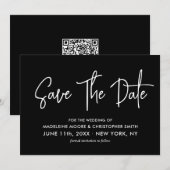 Save The Date Calligraphie moderne de code QR noir blanc (Devant / Derrière)