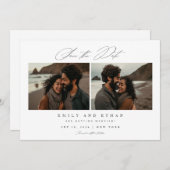 Save The Date Calligraphie moderne Deux photos Code QR (Devant / Derrière)