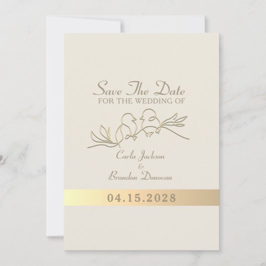 Save The Date Calligraphie moderne Élégant Mariage or (Devant)
